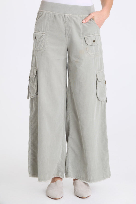 Nolyn Corduroy Wide Leg Cargo Pant Earl Grey Pigment - XCVI