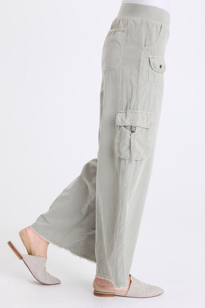 Nolyn Corduroy Wide Leg Cargo Pant Earl Grey Pigment - XCVI