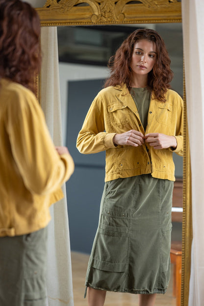 Reine Corduroy Cinch Hem Skirt Kombu Pigment - XCVI