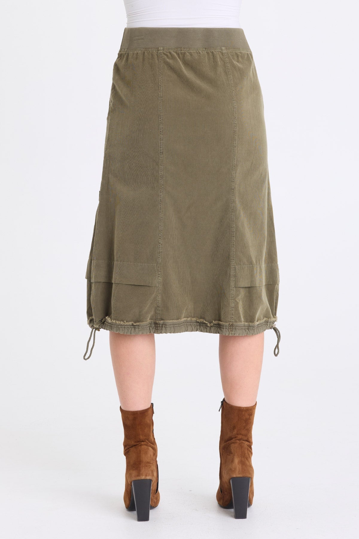 Reine Corduroy Cinch Hem Skirt Kombu Pigment - XCVI