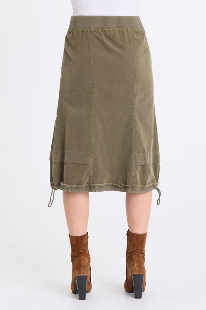 Reine Corduroy Cinch Hem Skirt Kombu Pigment - XCVI