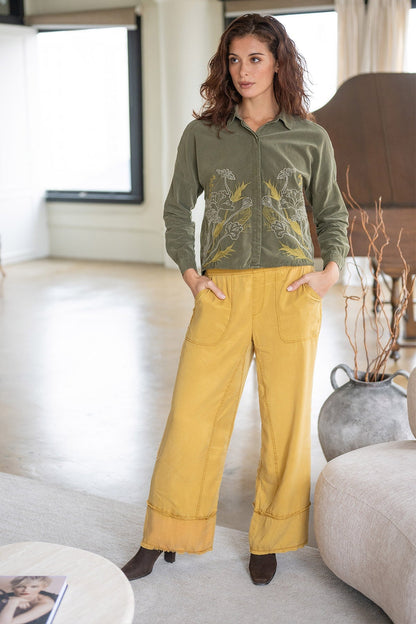Gamal Soft Twill Pull-On Wide Leg Pant Radiance Pigment - XCVI