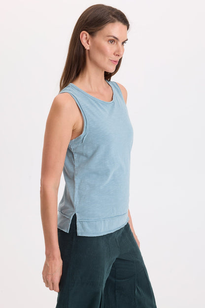 Wearables Fosca Slub Jersey Tiered Hem Tank Thunderclap Pigment - XCVI