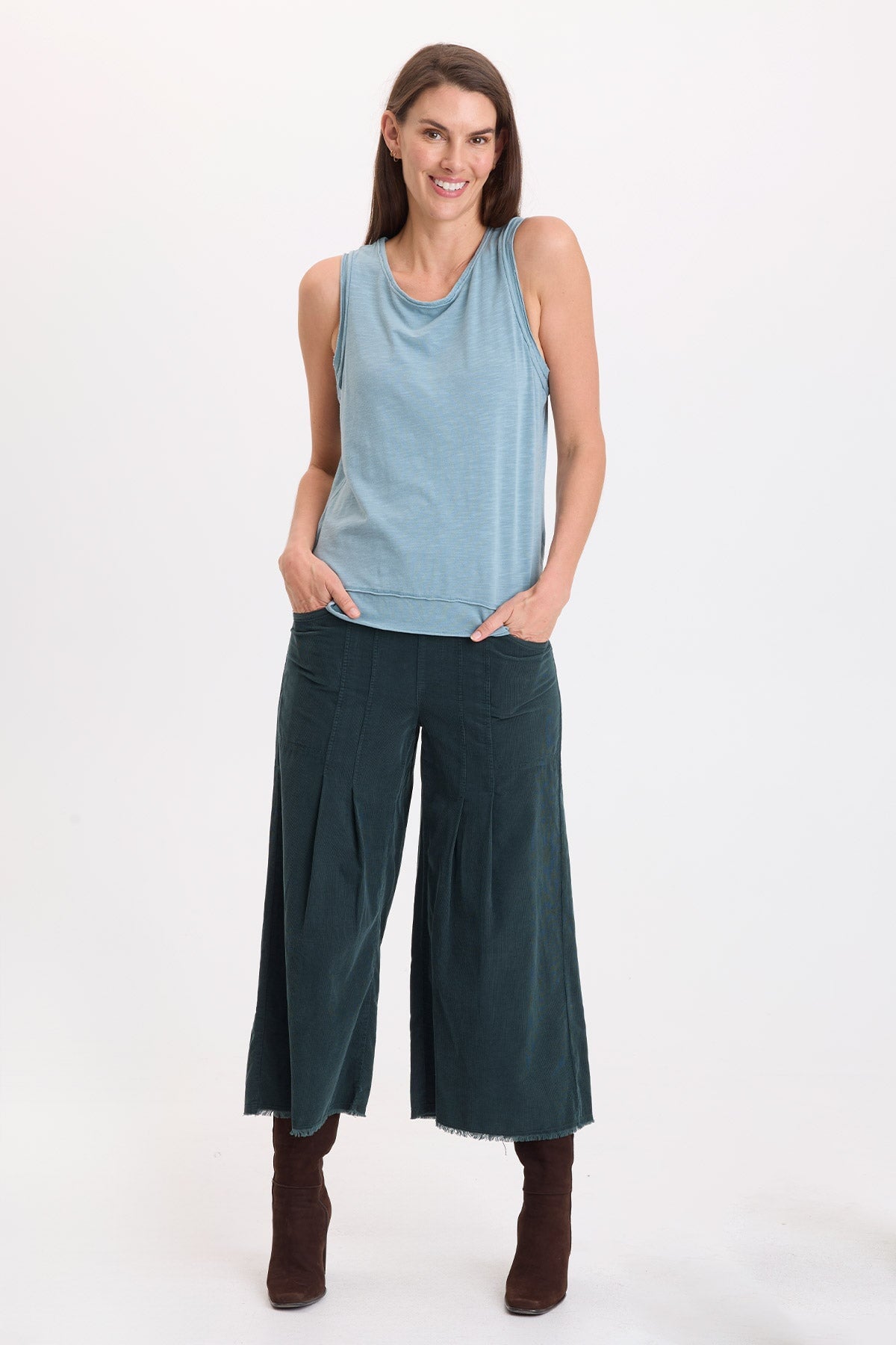 Wearables Fosca Slub Jersey Tiered Hem Tank Thunderclap Pigment - XCVI