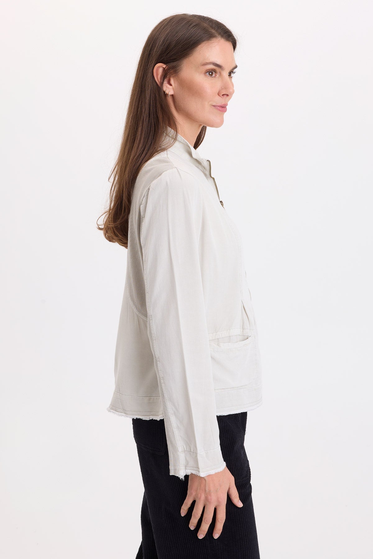 Neith Twill Zip-Up Jacket Whitecap Pigment - XCVI