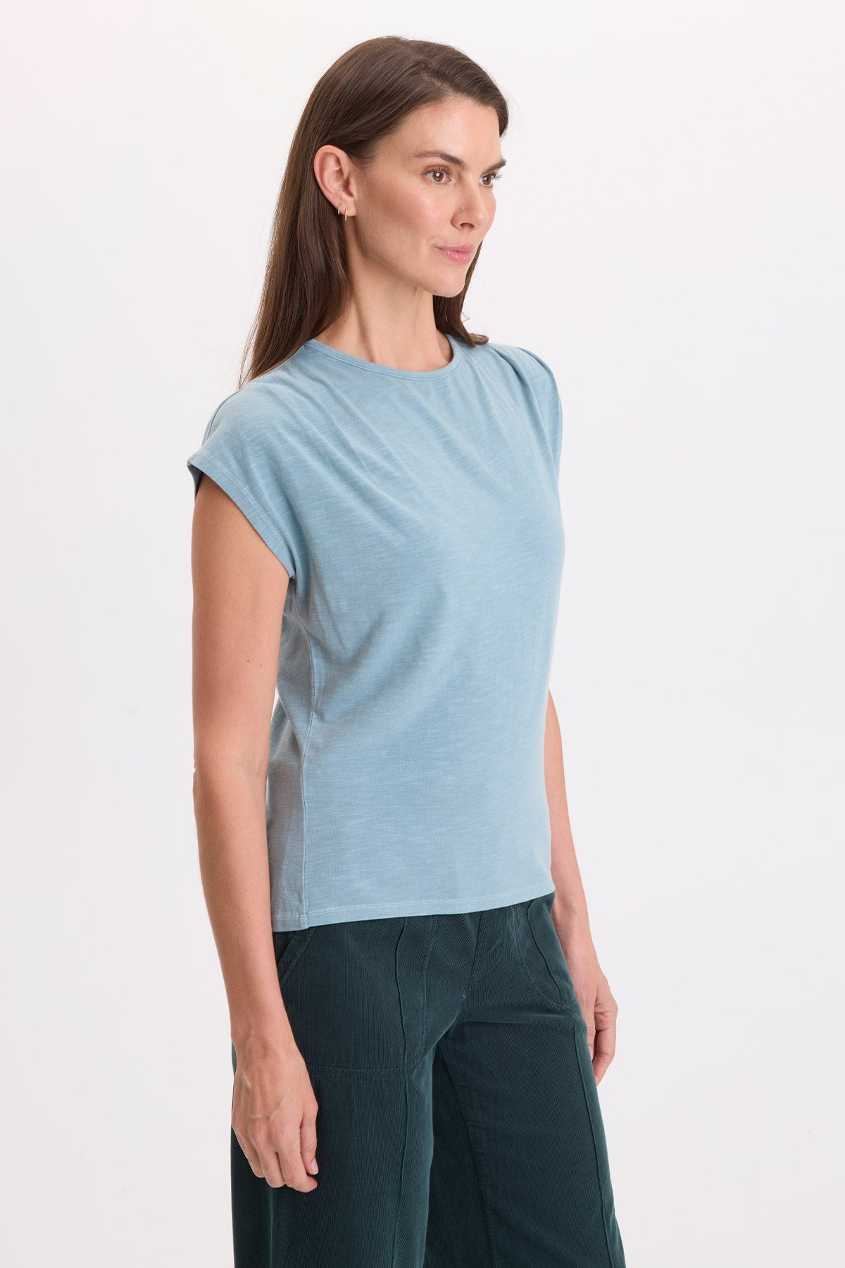 Wearables Arwen Slub Jersey Mock Neck Tee Thunderclap Pigment - XCVI