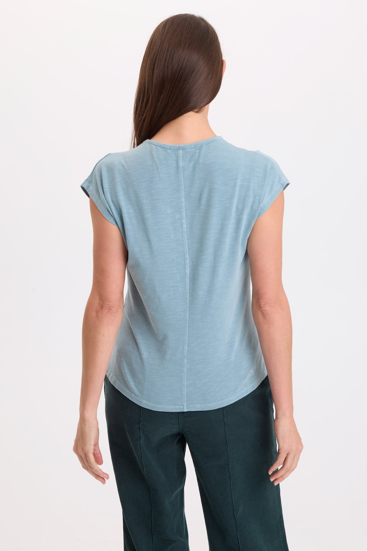 Wearables Arwen Slub Jersey Mock Neck Tee Thunderclap Pigment - XCVI