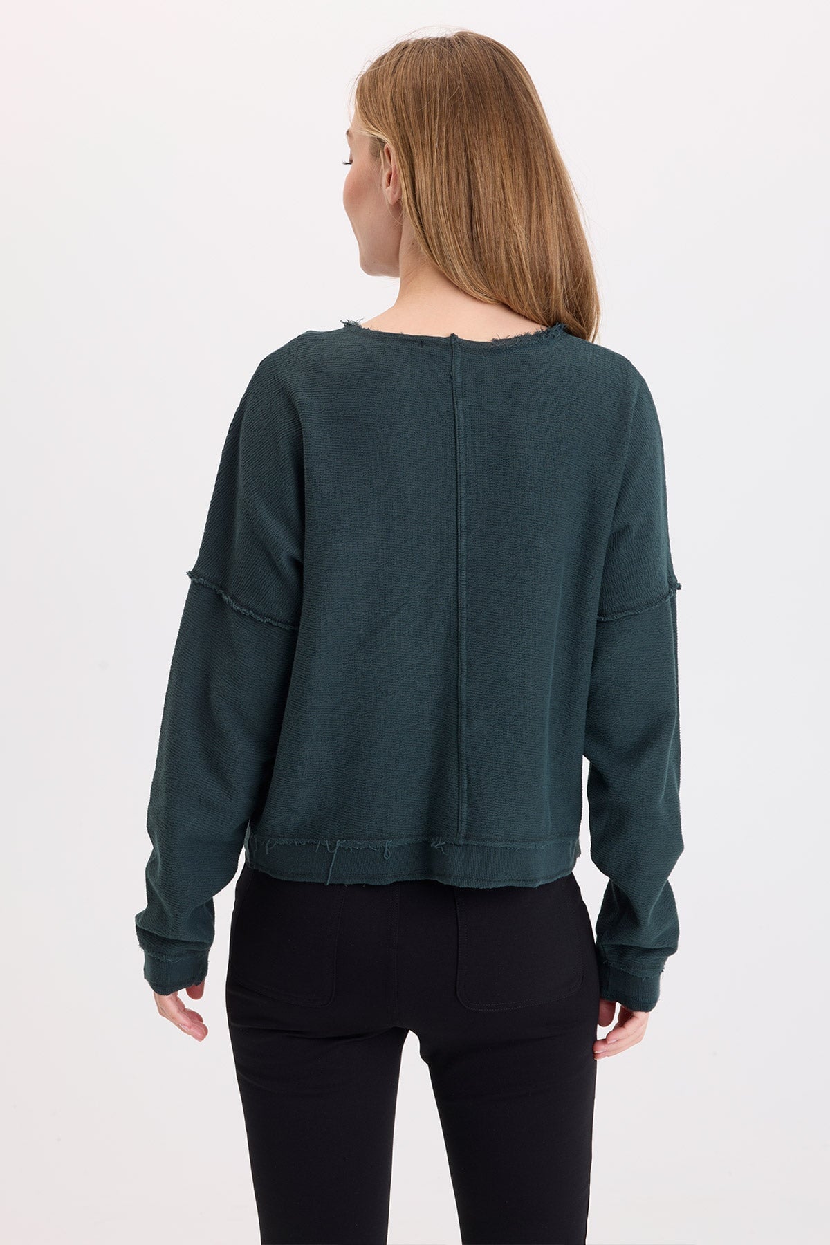 Wearables Cirilla Crepe-Knit Long Sleeve Pullover Vining Ivy Pigment - XCVI