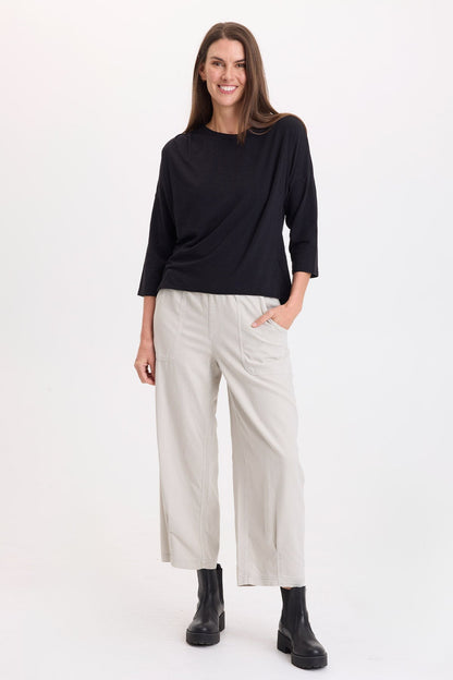 Wearables Olivero Jersey Pleated Shoulder Top Black - XCVI