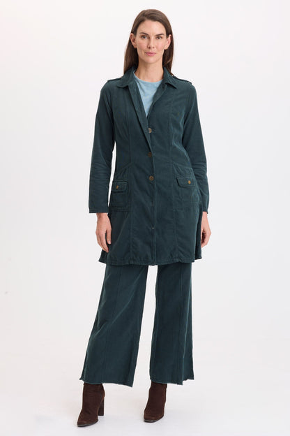 Wearables Kekoa Cotton Corduroy Trench Coat Vining Ivy Pigment - XCVI