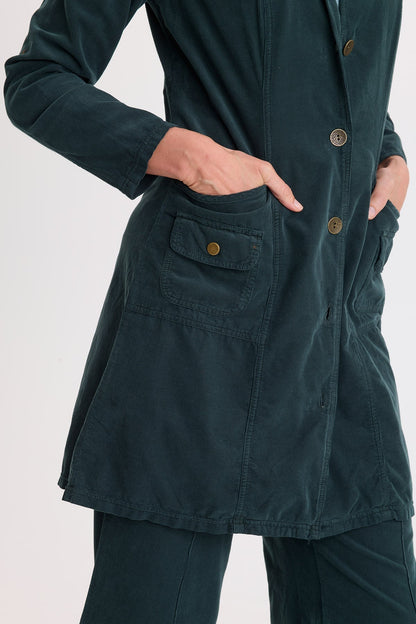 Wearables Kekoa Cotton Corduroy Trench Coat Vining Ivy Pigment - XCVI