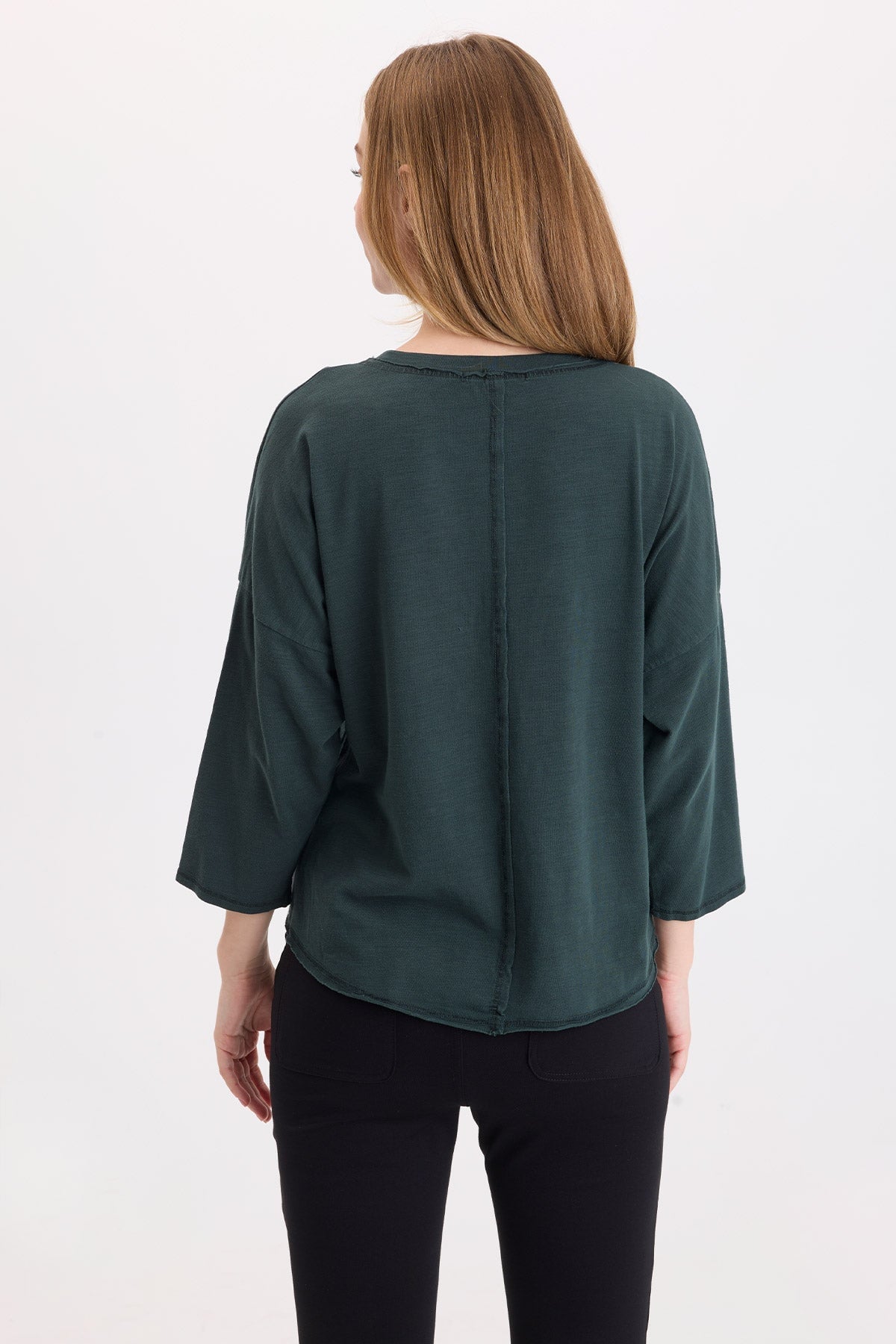Wearables Olivero Jersey Pleated Shoulder Top Vining Ivy Pigment - XCVI