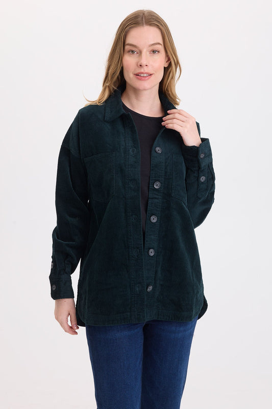 Wearables Lincoln Corduroy Shacket Vining Ivy Pigment - XCVI