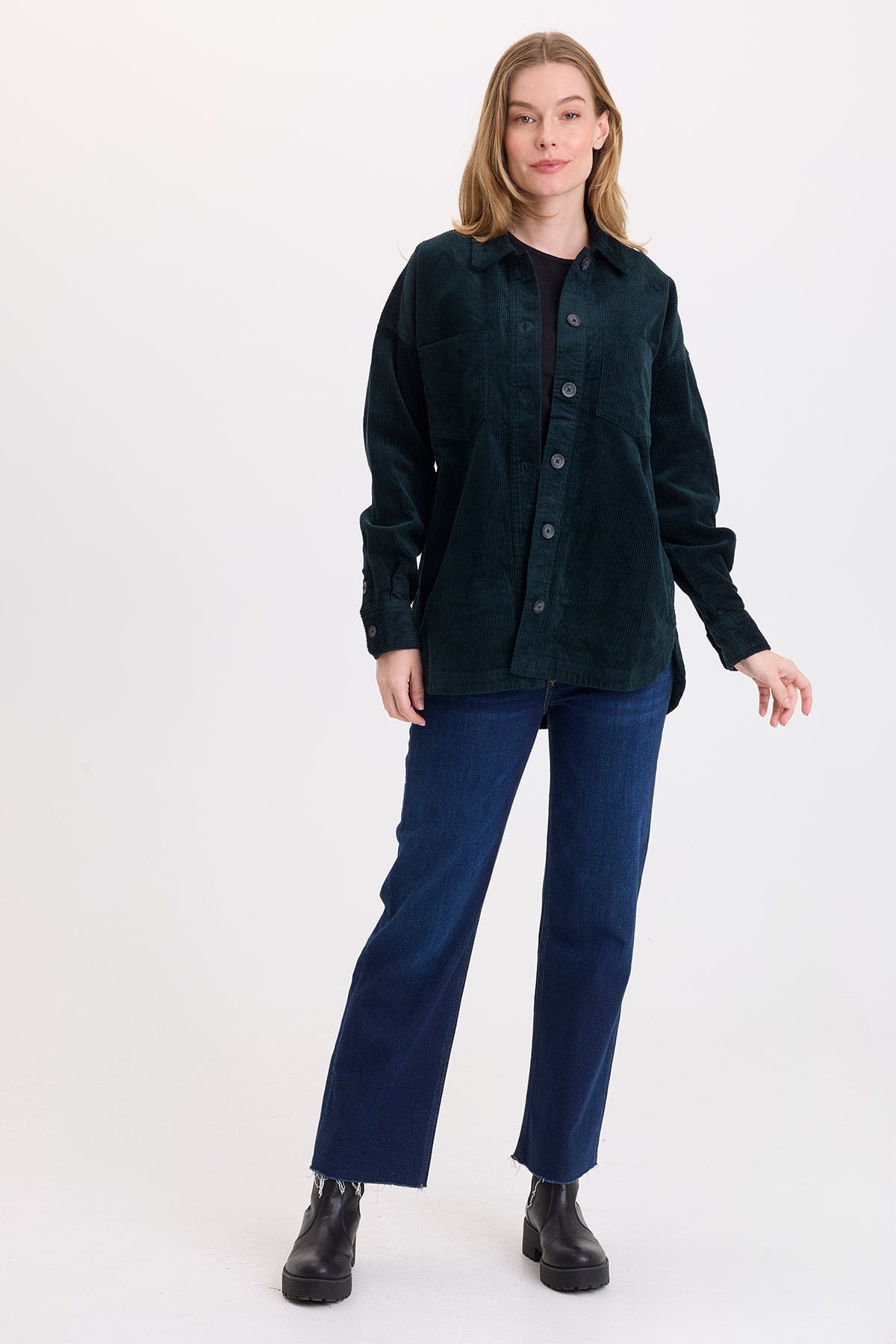 Wearables Lincoln Corduroy Shacket Vining Ivy Pigment - XCVI