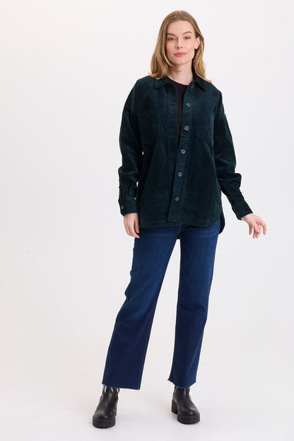 Wearables Lincoln Corduroy Shacket Vining Ivy Pigment - XCVI
