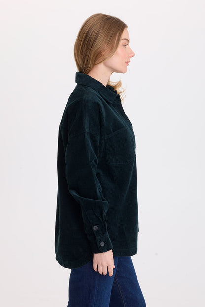 Wearables Lincoln Corduroy Shacket Vining Ivy Pigment - XCVI