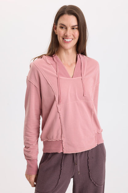 Wearables Rosalyn Casual Fleece Hoodie Dusty Rose Pigment - XCVI