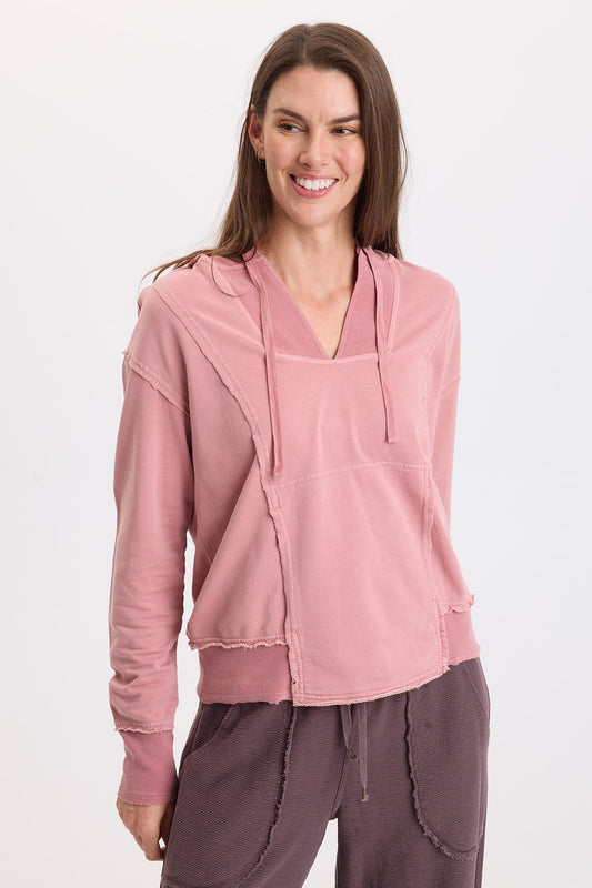 Wearables Rosalyn Casual Fleece Hoodie Dusty Rose Pigment - XCVI