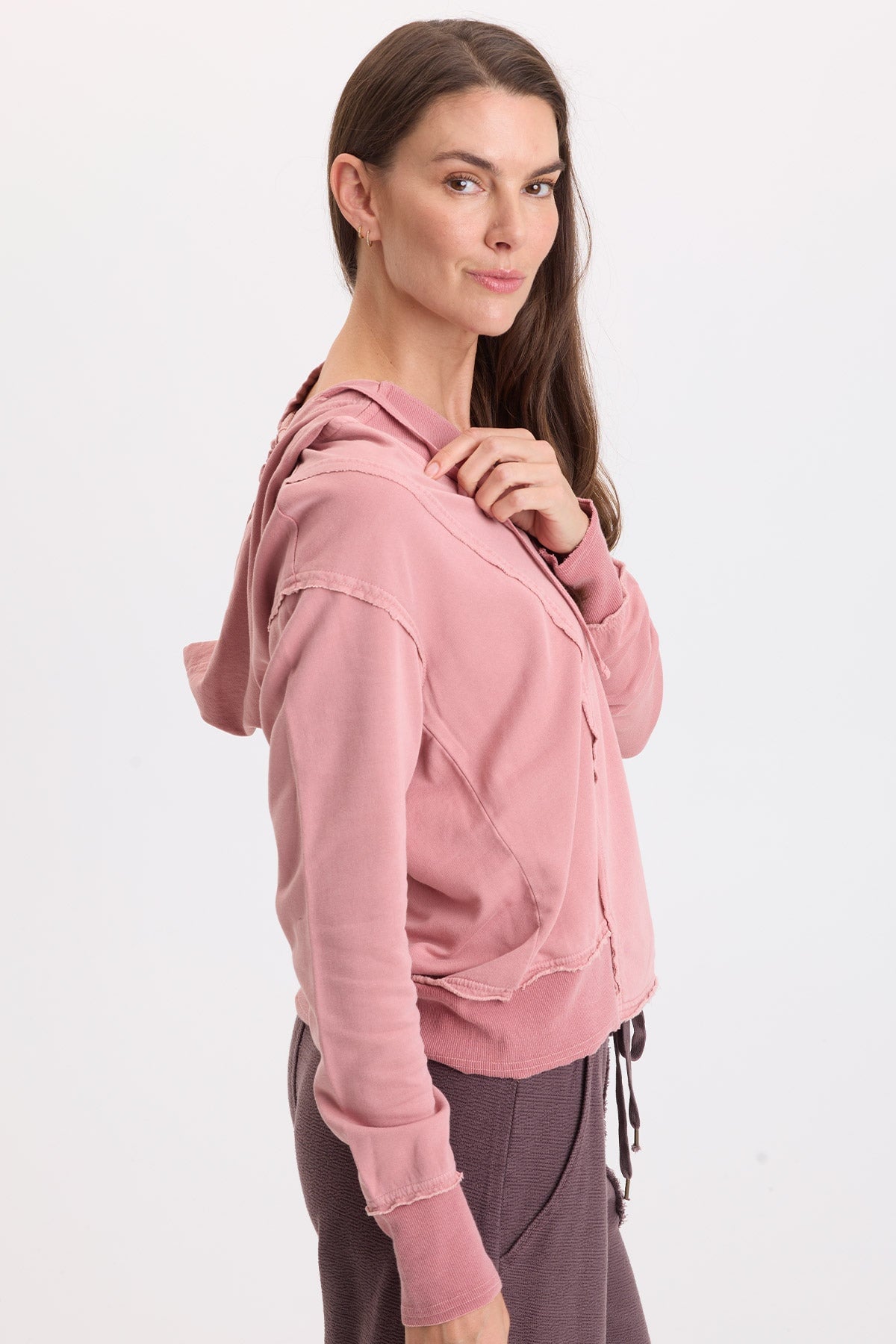 Wearables Rosalyn Casual Fleece Hoodie Dusty Rose Pigment - XCVI