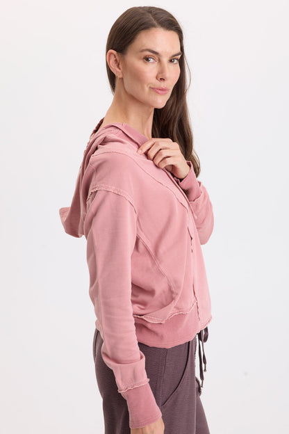 Wearables Rosalyn Casual Fleece Hoodie Dusty Rose Pigment - XCVI