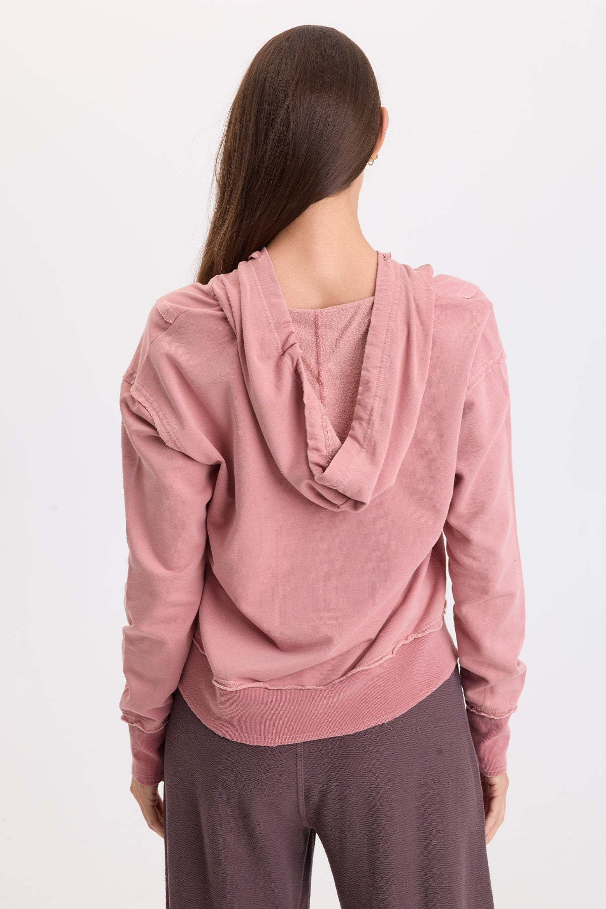Wearables Rosalyn Casual Fleece Hoodie Dusty Rose Pigment - XCVI