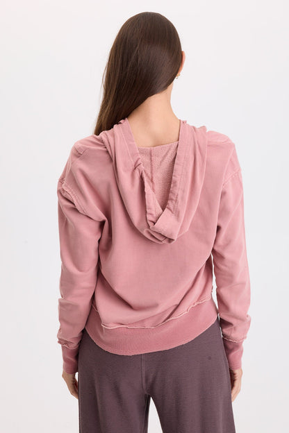 Wearables Rosalyn Casual Fleece Hoodie Dusty Rose Pigment - XCVI