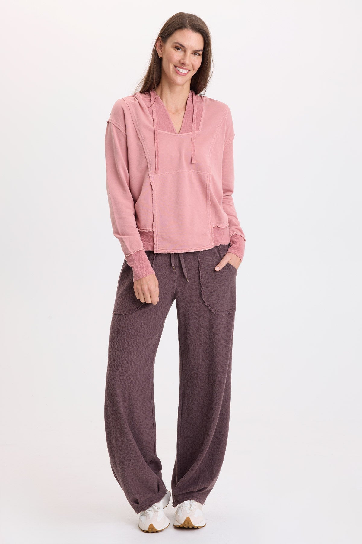 Wearables Rosalyn Casual Fleece Hoodie Dusty Rose Pigment - XCVI