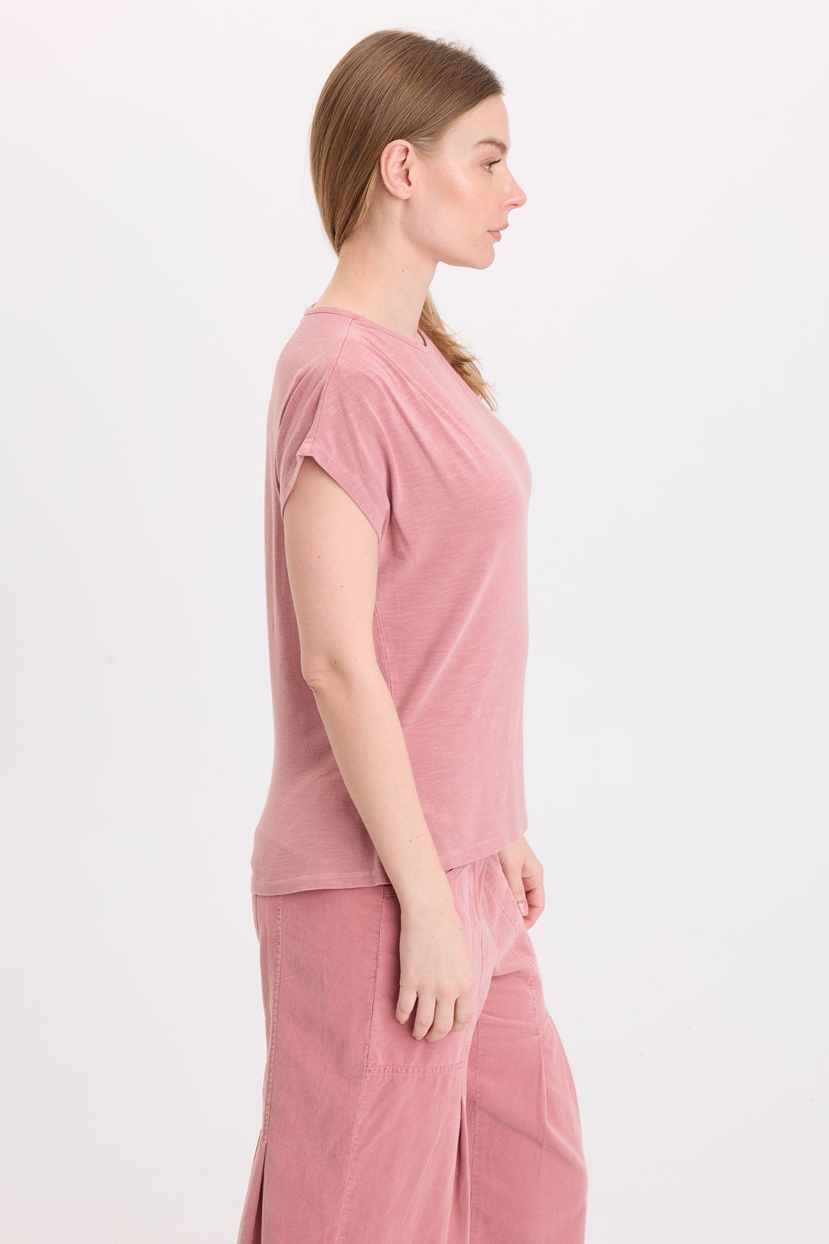Wearables Arwen Slub Jersey Mock Neck Tee Dusty Rose Pigment - XCVI