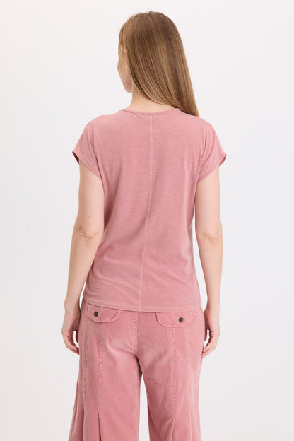Wearables Arwen Slub Jersey Mock Neck Tee Dusty Rose Pigment - XCVI
