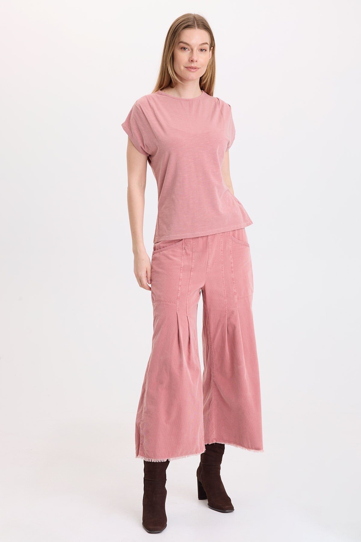 Wearables Arwen Slub Jersey Mock Neck Tee Dusty Rose Pigment - XCVI