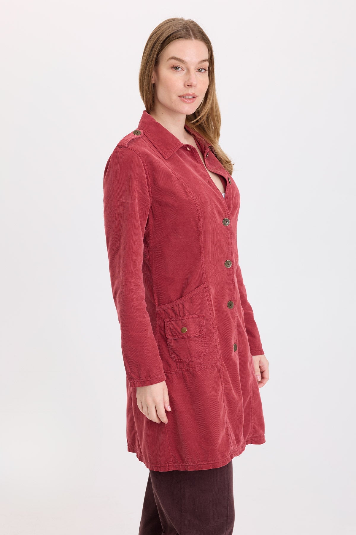 Wearables Kekoa Cotton Corduroy Trench Coat Hibiscus Pigment - XCVI