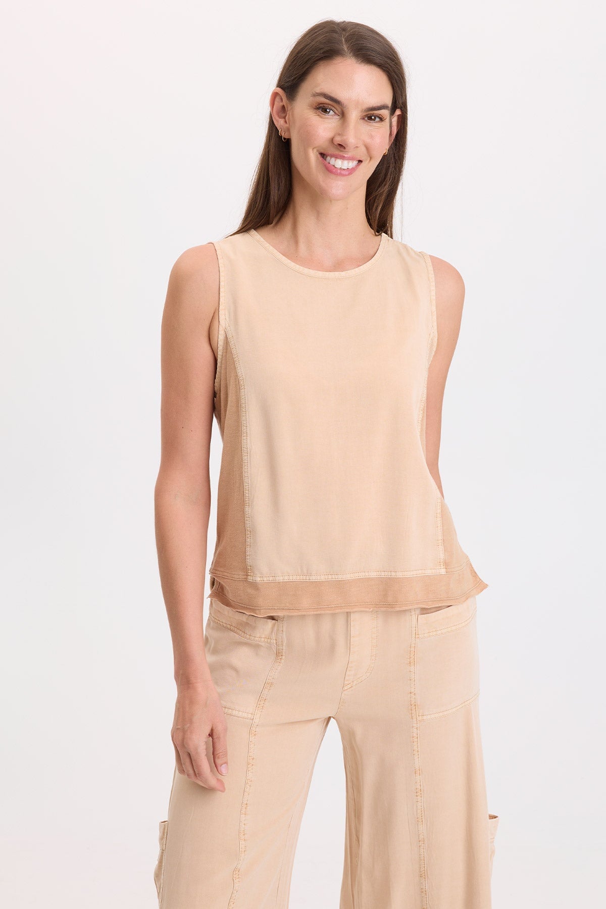 Wearables Dalil Soft Twill and Stretch Jersey Tank Copper Pigment - XCVI
