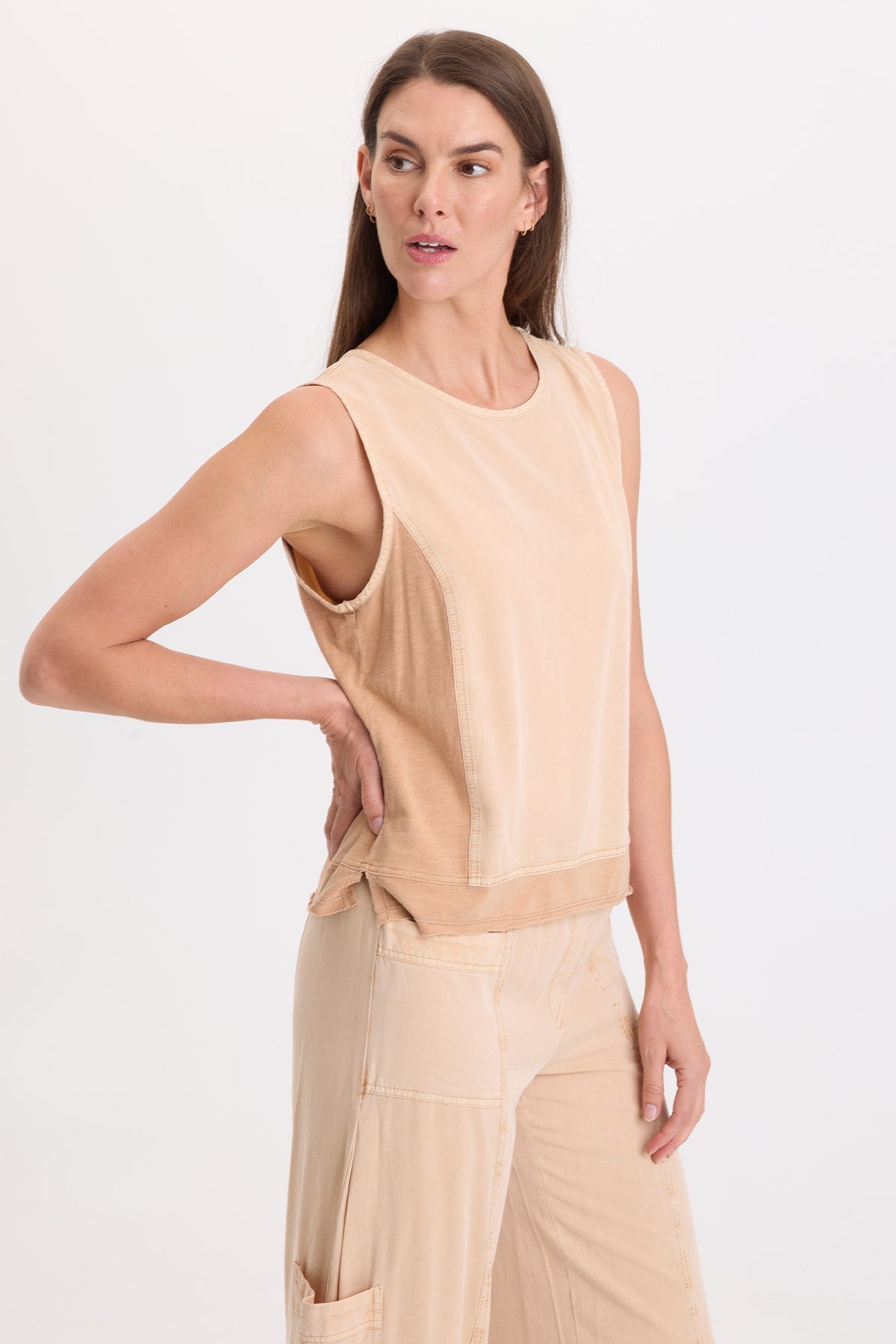 Wearables Dalil Soft Twill and Stretch Jersey Tank Copper Pigment - XCVI