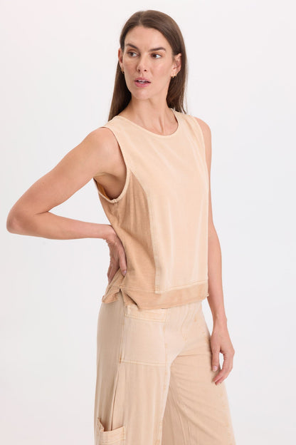 Wearables Dalil Soft Twill and Stretch Jersey Tank Copper Pigment - XCVI