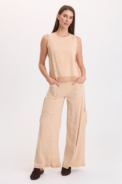 Wearables Dalil Soft Twill and Stretch Jersey Tank Copper Pigment - XCVI