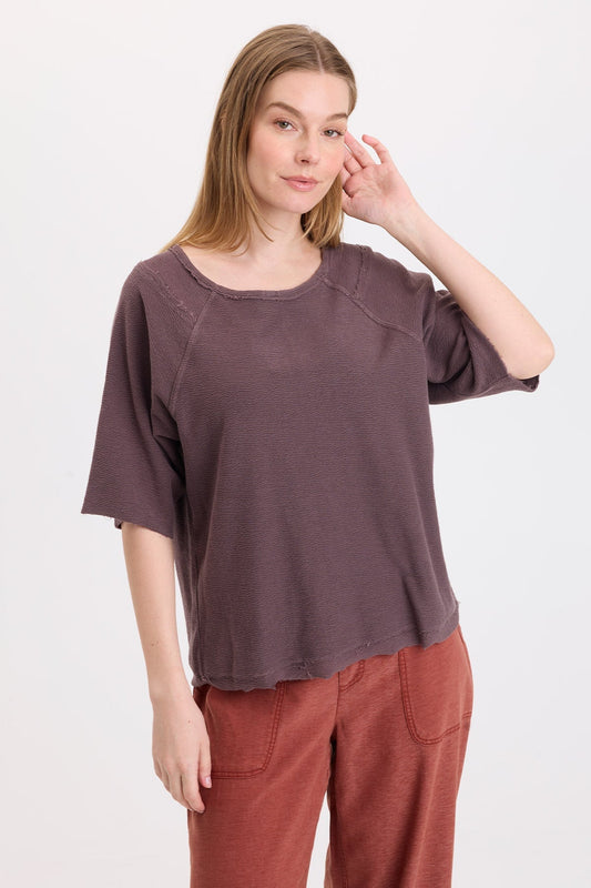Wearables Analie Crepe-Knit Short Sleeve Top Briar Patch Pigment - XCVI