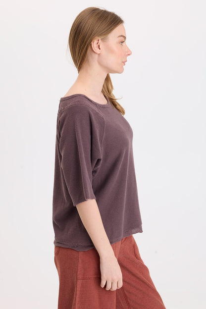 Wearables Analie Crepe-Knit Short Sleeve Top Briar Patch Pigment - XCVI