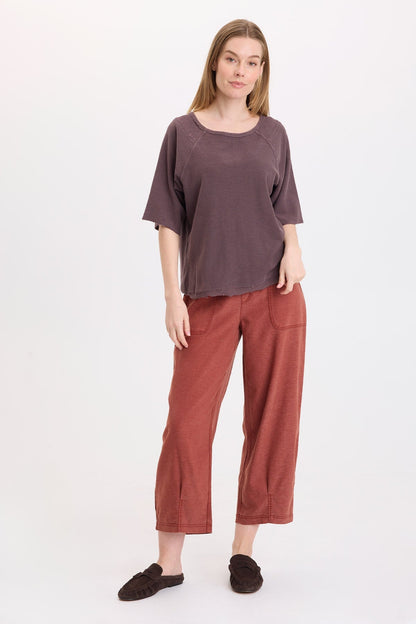 Wearables Analie Crepe-Knit Short Sleeve Top Briar Patch Pigment - XCVI