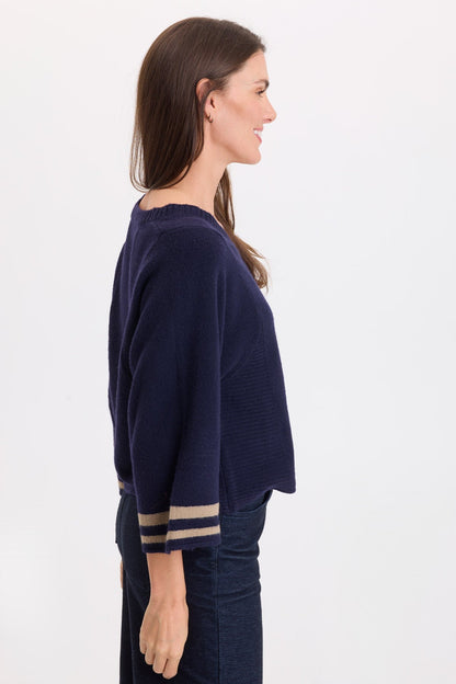 Wearables Jasper Racing Stripe Sweater-Knit V-Neck Superior - XCVI