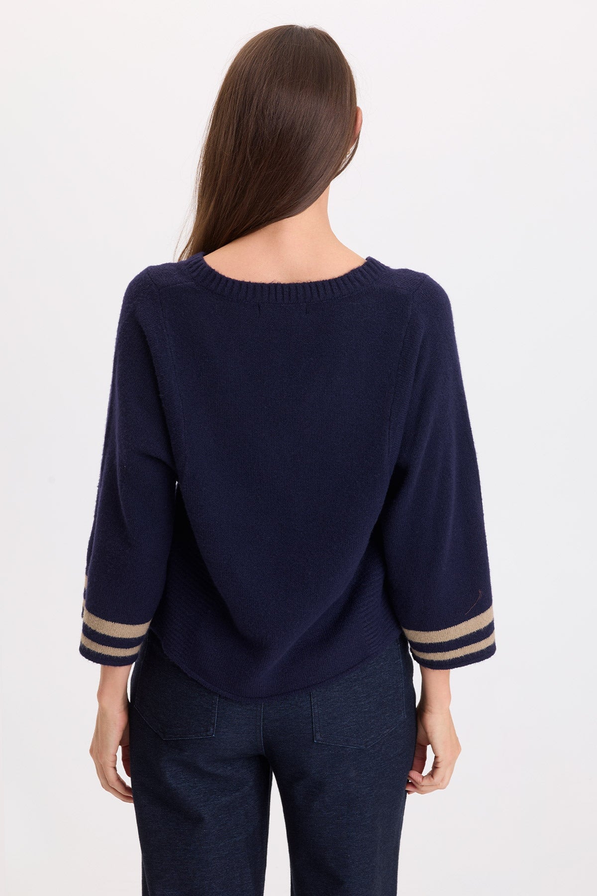 Wearables Jasper Racing Stripe Sweater-Knit V-Neck Superior - XCVI