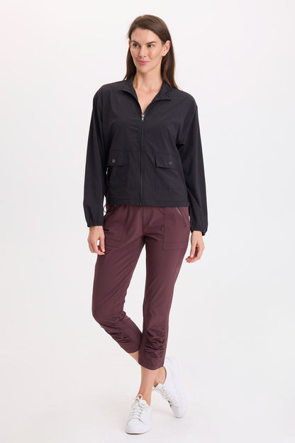 Wearables Wiley 4-Way Stretch Bomber Hem Zip Up Jacket Black - XCVI