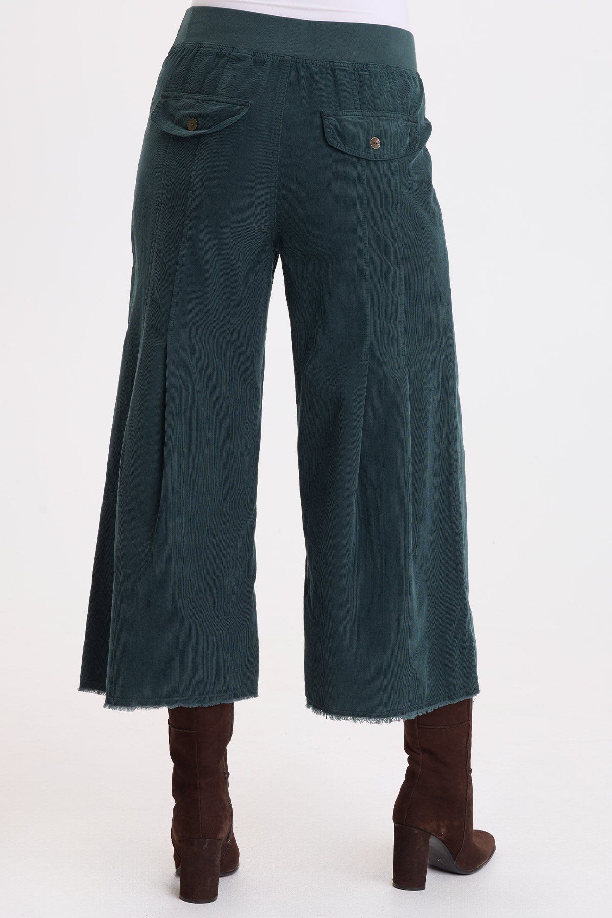 Wearables Leine Cotton Corduroy Pleated Leg Pull-On Crop Pant Vining Ivy Pigment - XCVI