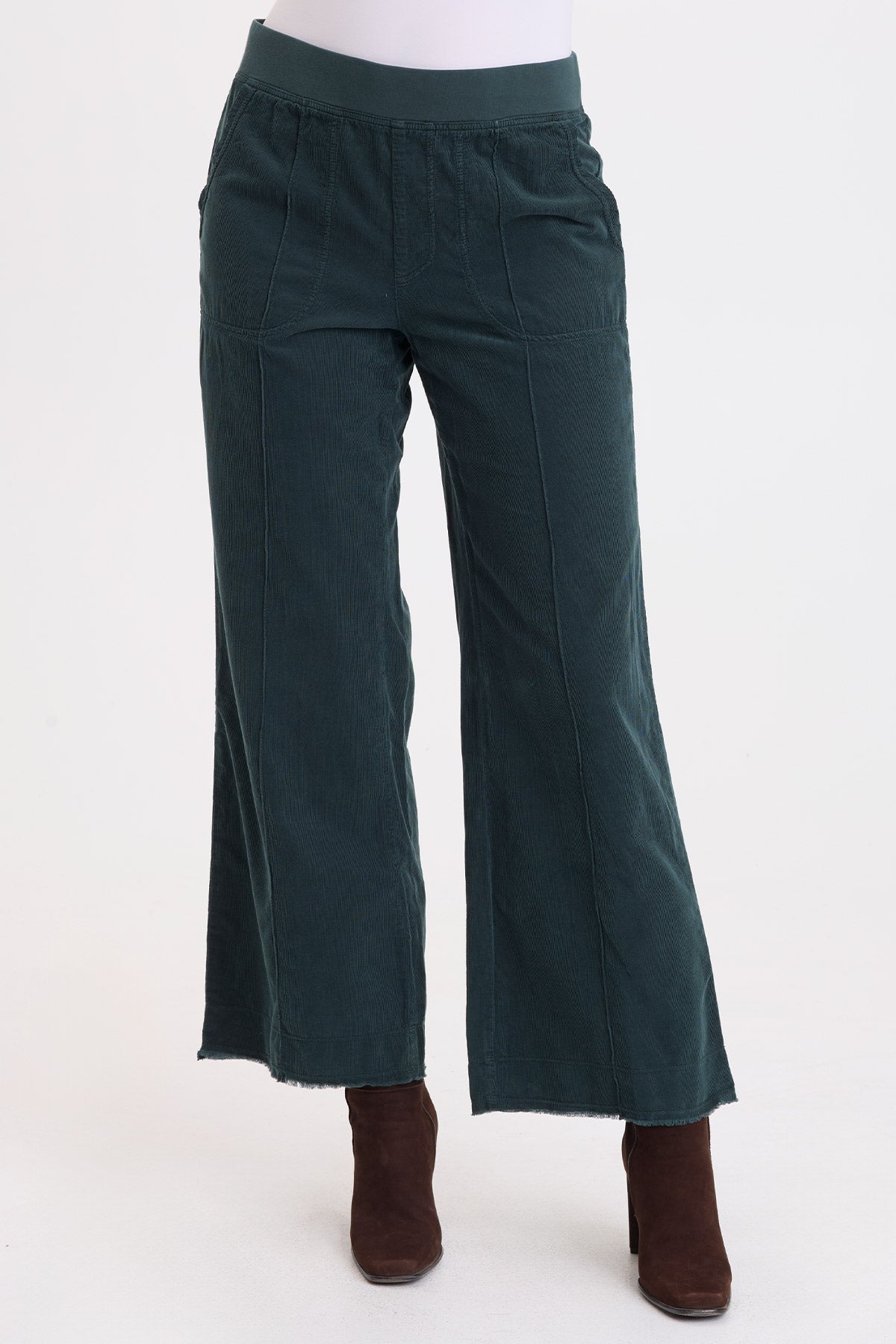 Wearables Hadrian Cotton Corduroy Pintuck Seaming Flare Leg Pant Vining Ivy Pigment - XCVI
