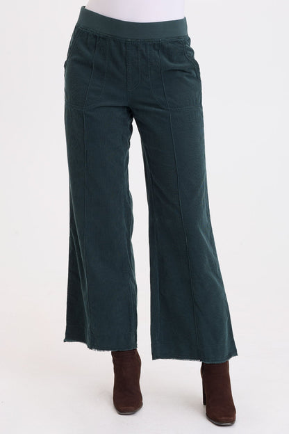 Wearables Hadrian Cotton Corduroy Pintuck Seaming Flare Leg Pant Vining Ivy Pigment - XCVI