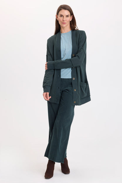 Wearables Hadrian Cotton Corduroy Pintuck Seaming Flare Leg Pant Vining Ivy Pigment - XCVI