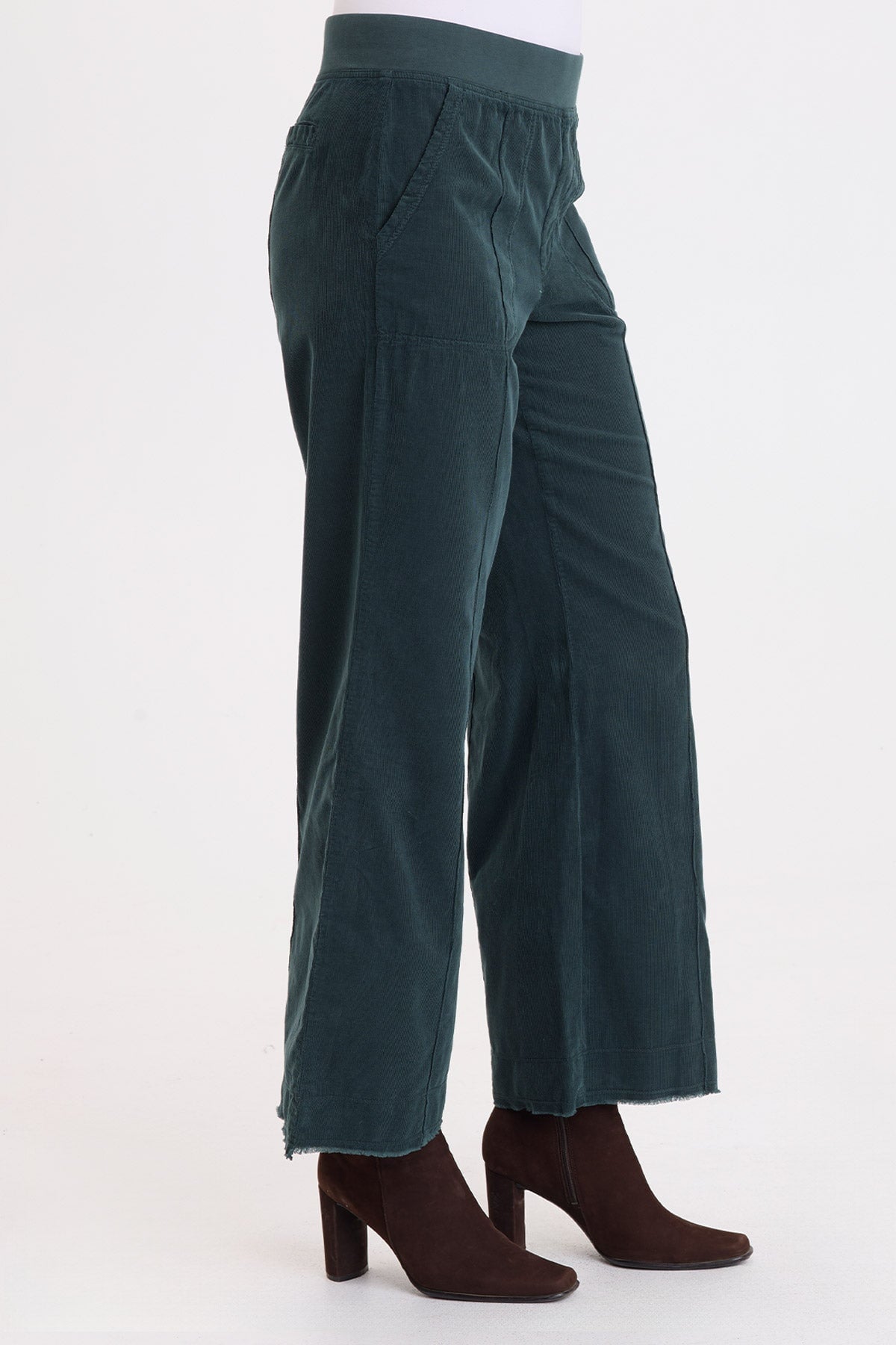 Wearables Hadrian Cotton Corduroy Pintuck Seaming Flare Leg Pant Vining Ivy Pigment - XCVI