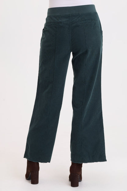Wearables Hadrian Cotton Corduroy Pintuck Seaming Flare Leg Pant Vining Ivy Pigment - XCVI