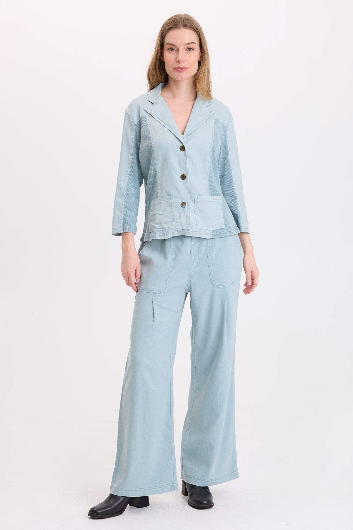 Wearables Riven Twill Wide-Leg Pant Thunderclap Pigment - XCVI