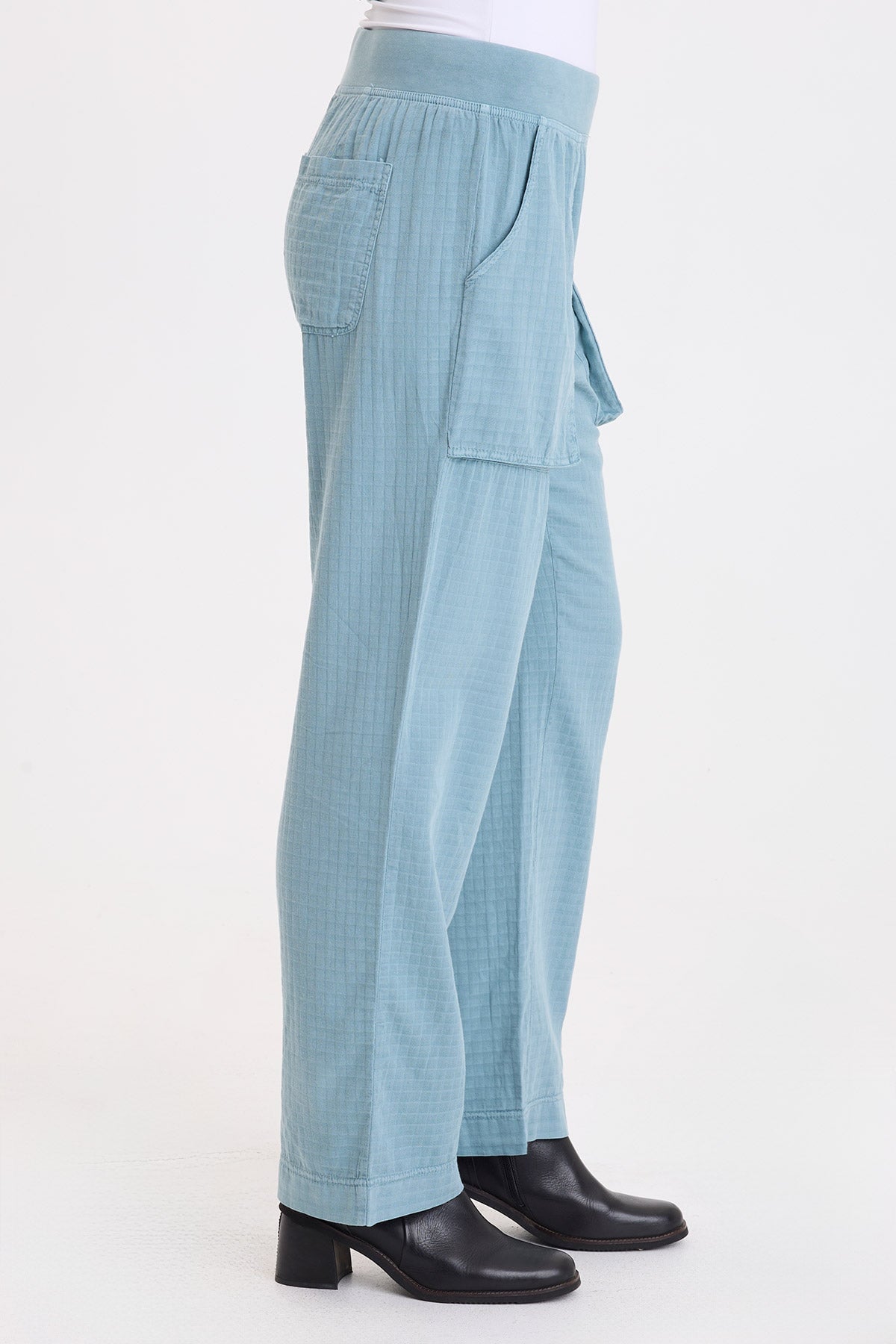 Wearables Robbie Basket-Weave Textured Relaxed Pant Thunderclap Pigment - XCVI