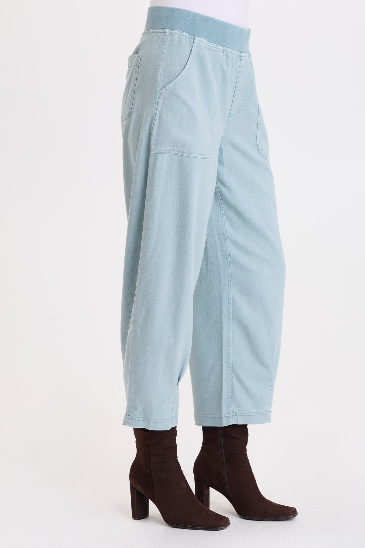 Wearables Festus Twill Tapered Pleated Hem Pull-On Crop Thunderclap Pigment - XCVI